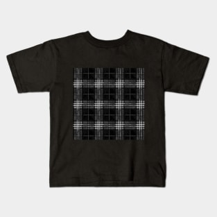 Gray Black Plaid Tartan Pattern Kids T-Shirt